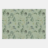 Romantische Wasserfarbe Botanische Vegetation Geschenkpapier Set (Vorderseite 2)