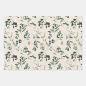 Romantische Wasserfarbe Botanische Vegetation Geschenkpapier Set (Vorderseite)