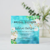 Romantische Wasserfarbe Brautparty Weiße Rosen Einladung (Stehend Vorderseite)