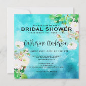 Romantische Wasserfarbe Brautparty Weiße Rosen Einladung (Vorderseite)