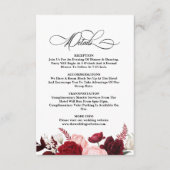 Romantische Wasserfarbe Burgund Blumenzitz Begleitkarte (Vorderseite)