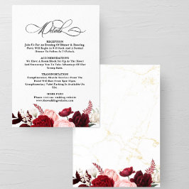 Romantische Wasserfarbe Burgund Blumenzitz Begleitkarte