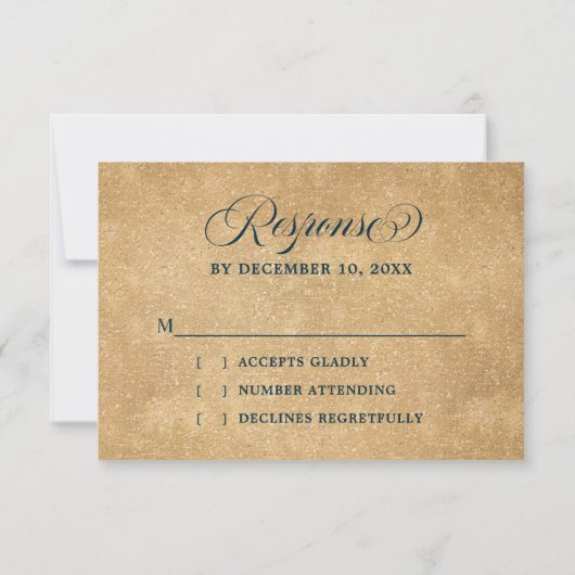 Romantische Wasserfarbe Burgund Gold Rote Marine F RSVP Karte (Rückseite)