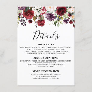 Romantische Wasserfarbe Burgund Rot Blush Rose Flo Begleitkarte