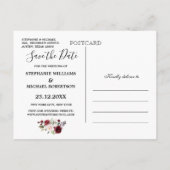 Romantische Wasserfarbe Burgund Rote Blüte Rose Bl Ankündigungspostkarte (Rückseite)