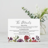 Romantische Wasserfarbe Burgund Rote Blüte Rose Bl Begleitkarte (Stehend Vorderseite)