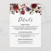 Romantische Wasserfarbe Burgund Rote Blüte Rose Bl Begleitkarte (Vorderseite)