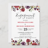 Romantische Wasserfarbe Burgund Rote Blüte Rose Bl Einladung (Vorderseite)