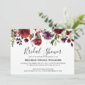 Romantische Wasserfarbe Burgund Rote Blüte Rose Bl Einladung (Stehend Vorderseite)