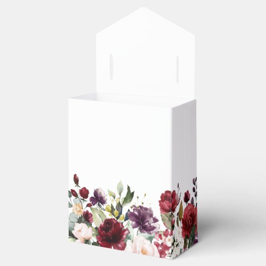 Romantische Wasserfarbe Burgund Rote Blüte Rose Bl Geschenkschachtel (Geöffnet)