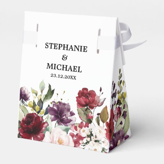 Romantische Wasserfarbe Burgund Rote Blüte Rose Bl Geschenkschachtel (Rückseite)