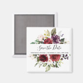 Romantische Wasserfarbe Burgund Rote Blüte Rose Bl Magnet (Vorderseite/Rückseite)