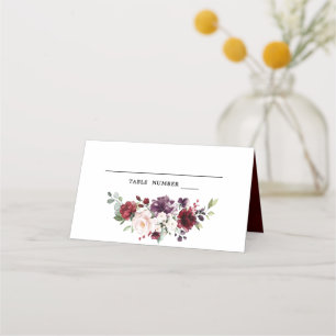 Romantische Wasserfarbe Burgund Rote Blüte Rose Bl Platzkarte