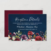 Romantische Wasserfarbe Burgund Rote Marine Floral Einladung (Vorne/Hinten)