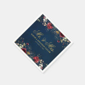 Romantische Wasserfarbe Burgund Rote Marine Floral Serviette (Ecke)
