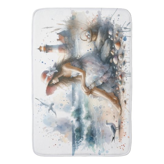 Romantische Wasserfarbe Giro del Malcantone Badematte (Vorderseite Vertikal)