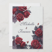 Romantische Wasserfarbe Grau Rote Rosen Winterhoch Einladung (Vorderseite)