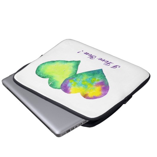 Romantische Wasserfarbe I Liebe Ihr Herz Laptopschutzhülle (Vorne Knopf)