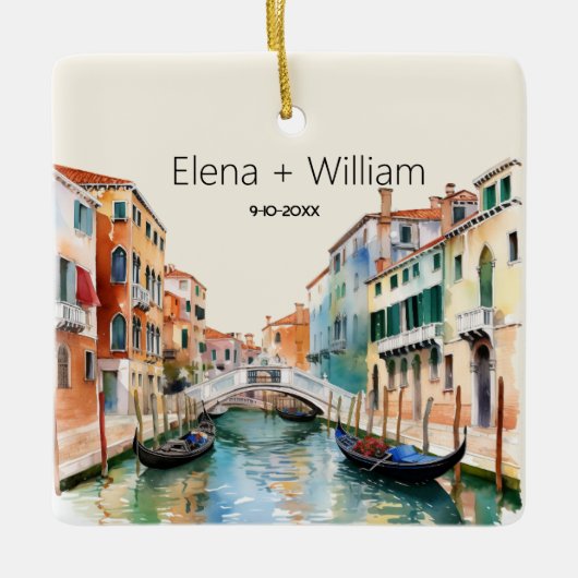 Romantische Wasserfarbe Italien Hochzeitlich verhe Keramikornament (Vorderseite)