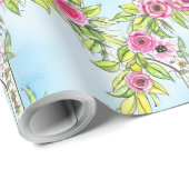 Romantische Wasserfarbe Jugendstil Rose Geschenkpapier (Rolleneckpunkt)