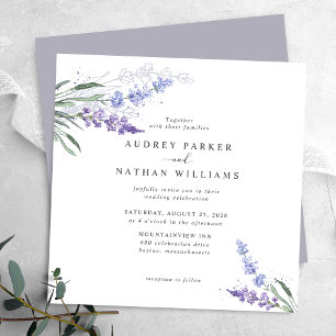 Romantische Wasserfarbe Lavendel Blumen Hochzeit Einladung
