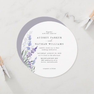 Romantische Wasserfarbe Lavendel Blumen Hochzeit Einladung