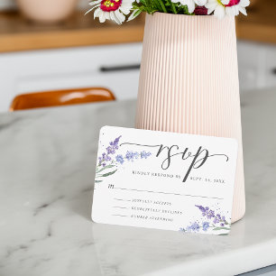 Romantische Wasserfarbe Lavendel Blumen RSVP Karte