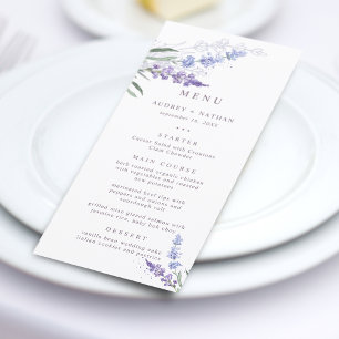 Romantische Wasserfarbe-Lavendel-Hochzeitsmenü