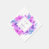 Romantische Wasserfarbe Lila Blumenhochzeit Napkin Serviette (Ecke)