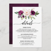 Romantische Wasserfarbe Lila Pflaume Blush Rose Begleitkarte (Vorne/Hinten)