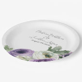 Romantische Wasserfarbe Lila & weiß Ranunculus Pappteller (Schrägansicht)