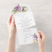 Romantische Wasserfarbe Magnolia All In One Einladung (Abreißen)