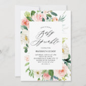 Romantische Wasserfarbe Peach Florals Baby Sprinkl Einladung (Vorderseite)