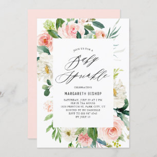 Romantische Wasserfarbe Peach Florals Baby Sprinkl Einladung