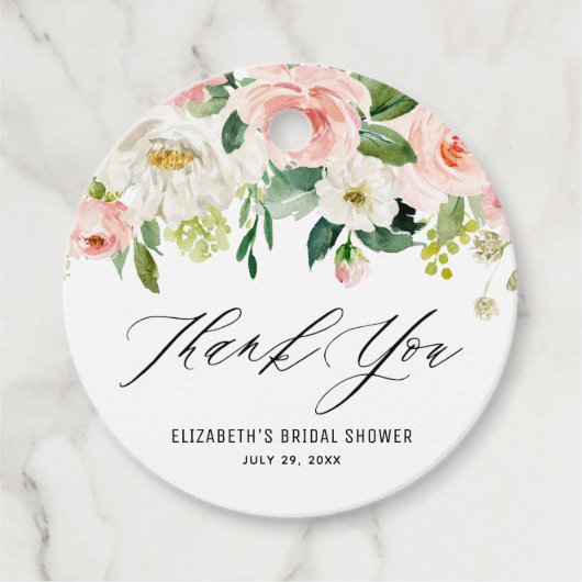 Romantische Wasserfarbe Pink Peach Florals Vielen Geschenkanhänger (Vorderseite)