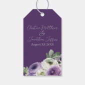 Romantische Wasserfarbe Ranunculus auf dunklem Lil Geschenkanhänger (Rückseite)