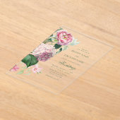 Romantische Wasserfarbe Rosa Blume Hochzeit Garten Acryleinladungen (Ablage )