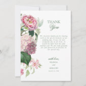 Romantische Wasserfarbe Rosa Blume Hochzeit Garten Dankeskarte (Vorderseite)