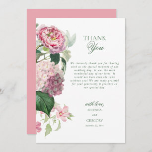 Romantische Wasserfarbe Rosa Blume Hochzeit Garten Dankeskarte