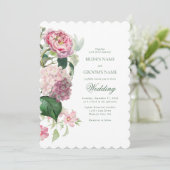 Romantische Wasserfarbe Rosa Blume Hochzeit Garten Einladung (Stehend Vorderseite)