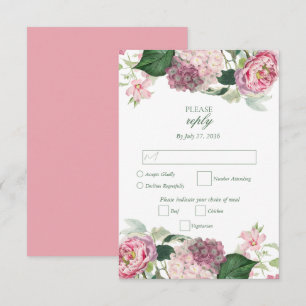 Romantische Wasserfarbe Rosa Blume Hochzeit Garten RSVP Karte