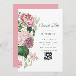Romantische Wasserfarbe Rosa Blume Hochzeit Garten Save The Date