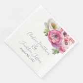 Romantische Wasserfarbe Rosa & Weiße Ranunculus Serviette (Ecke)