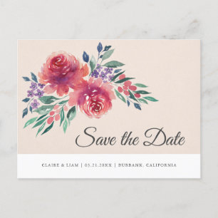 Romantische Wasserfarbe Save the Date Ankündigungspostkarte