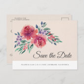 Romantische Wasserfarbe Save the Date Ankündigungspostkarte (Vorne/Hinten)
