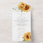 Romantische Wasserfarbe Sonnenblumen All In One Einladung (Innen Boden)