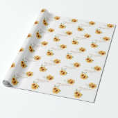 Romantische Wasserfarbe Sonnenblumen Geschenkpapier (Ungerollt)