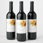 Romantische Wasserfarbe Sonnenblumen Weinetikett (Flaschen)