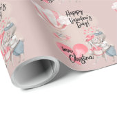 Romantische Wasserfarbe Valentine Liebe Bunnies au Geschenkpapier (Rolleneckpunkt)