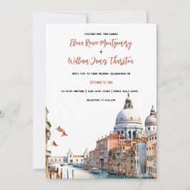 Romantische Wasserfarbe Venedig Hochzeit Italien Einladung